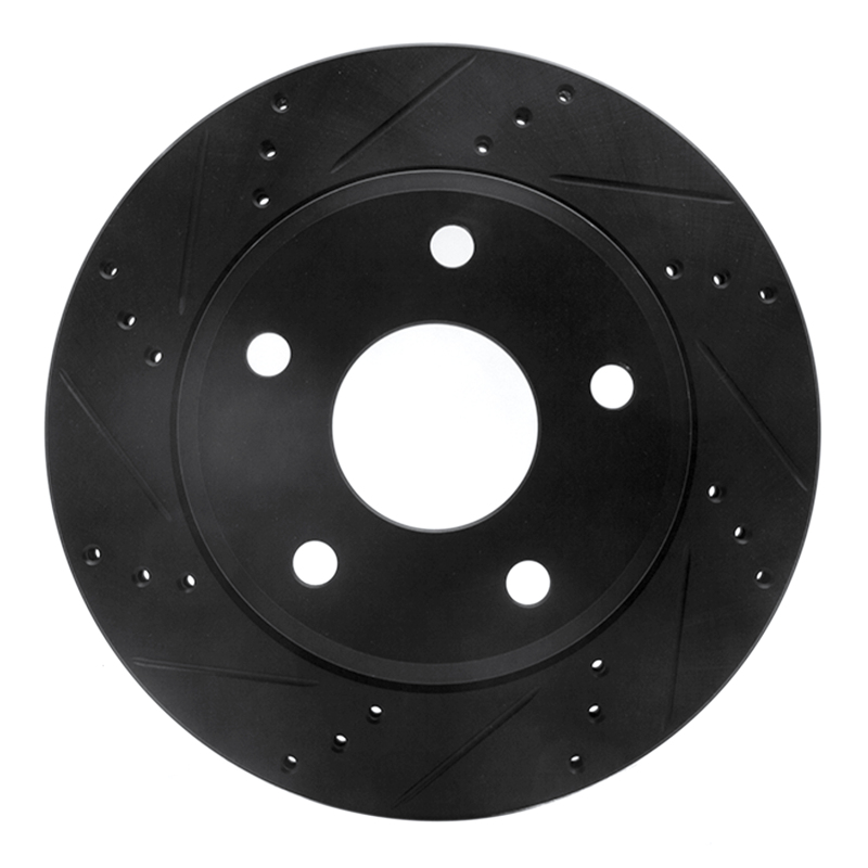 Dodge Dakota Brake Rotor (1) - Front Left - R1 Concepts - Drilled & Slotted - Black - `05-`11